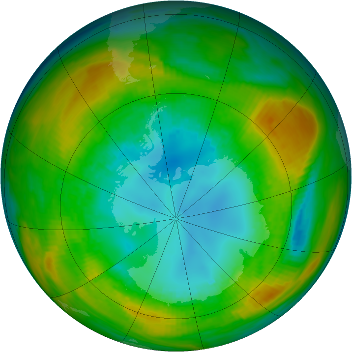 Antarctic ozone map for 18 August 1980